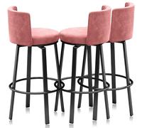 Swivel Bar Stools Set of 3, Modern Velvet Stools Chair with Back, Kitchen Counter Height Breakfast Chair Set for Kitchen Island(White Black Frame,75cm)