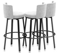 Swivel Bar Stools Set of 3, Modern Velvet Stools Chair with Back, Kitchen Counter Height Breakfast Chair Set for Kitchen Island(White Black Frame,65cm)