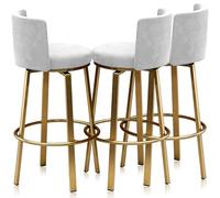 Swivel Bar Stools Set of 3, Modern Velvet Stools Chair with Back, Kitchen Counter Height Breakfast Chair Set for Kitchen Island(White Gold Frame,65cm)