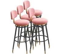 Swivel Counter Height Bar Stools Set of 1/2/3/4, Upholstered Chair with Back Metal Frame Modern Bar Chairs Island Stool for Kitchen Counter, Pink(4 PCS,75cm(29.5in))
