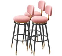 Swivel Counter Height Bar Stools Set of 1/2/3/4, Upholstered Chair with Back Metal Frame Modern Bar Chairs Island Stool for Kitchen Counter, Pink(3 PCS,75cm(29.5in))