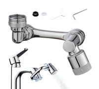 Swivel Extension Faucet Attachment, Sink Adapter, 3-Way Head Rotating Nozzle, Brass, Splash-Proof Filter, Hands-Free Control, Silver, for Kitchen Bathroom Utility Washing Bathroom Accessory