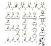 Swivel Keychain Clasp - Clip Ring Set With Easy Open Close Feature, Convenient Charm Fastening, Craft Supply For DIY Projects For Keychains Bags, Alloy Material Polished Nickel Tone