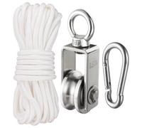 Swivel Single Cable Pulley Wheel Stainless Steel with 32 FT Nylon Rope