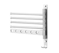 Swivel Towel Rack, 4-Arm Wall Hanger, 12.8x11.97 inches Swing Out Mount Organizer, Space-Saving Bar Holder for Bathroom Laundry Shower Balcony Kitchen Storage Drying Utility Modern Interior Fixture