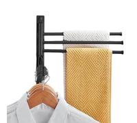 Swivel Towel Rack, 4 Arm Wall Hanger, 12.8x11.97in Swing Out Organizer, Rust Resistant Aluminum Design, Space Saving Folding Arms for Bathroom, Shower, Laundry Room, Gym, Dorm, Balcony, Kitchen, Salon