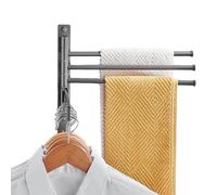 Swivel Towel Rack, 4 Arms Wall Hanger, 12.8x11.97 inches Swing Out Organizer, Space Saving Mount for Bathroom Laundry Room Shower Room Balcony Gym Dorm Salon Kitchen Drying and Storage Needs