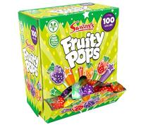 Swizzels Boîte distributrice de sucettes fruitées (100 sucettes par boîte), bonbons végétaliens d'Halloween pour sacs de fête, paniers boo ou friandises