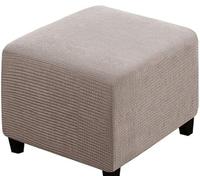 SWJ-swjssb Housse de Pouf Carrée 35x35/40x40/50x50/60x60 Extensible Housses de Ottomane Jacquard Housses De Repose-Pieds Doux Protection Housse Tabouret de Rangement(Taupe,105x105 cm)