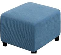SWJ-swjssb Housse de Pouf Carrée 35x35/40x40/50x50/60x60 Extensible Housses de Ottomane Jacquard Housses De Repose-Pieds Doux Protection Housse Tabouret de Rangement(Bleu,35x35 cm)