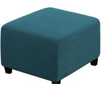 SWJ-swjssb Housse de Pouf Carrée 35x35/40x40/50x50/60x60 Extensible Housses de Ottomane Jacquard Housses De Repose-Pieds Doux Protection Housse Tabouret de Rangement(Eau Bleue,55x55 cm)