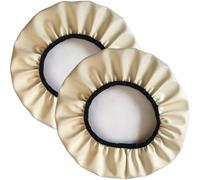 SWJ-swjssb Housse De Tabouret Rond Imperméable,2 Pièces Cuir PU Housse De Protection Housse De Coussin De Siège De Couvre Tabouret De Bar Élastique Protecteur De Chaise Ronde(Beige,32x32 cm Set of 2)