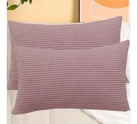 SWJ-swjssb Taies d'oreiller en Velours Côtelé Élastique - Lot De 2, Housse De Coussin Canapé Zip Invisible,Carré/Rectangulaire, Doux/Respirant, Lavable - sans Âme(Light Purple,30x40 cm Set of 2)