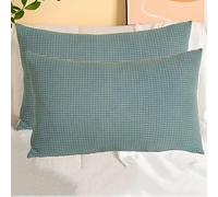 SWJ-swjssb Taies d'oreiller en Velours Côtelé Élastique - Lot De 2, Housse De Coussin Canapé Zip Invisible,Carré/Rectangulaire, Doux/Respirant, Lavable - sans Âme(Teal Green,30x60 cm Set of 2)