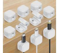 SWKJ Lot de 10 clips de câbles magnétiques pour ranger les câbles, support de câble auto-adhésif pour HDMI, USB, câble de charge, câble audio, bureau, maison (blanc)