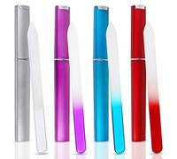 SWKJ Lot de 4 limes à ongles professionnels en verre dégradé, double face, avec étuis, pour soins des doigts et orteils à la maison et en salon