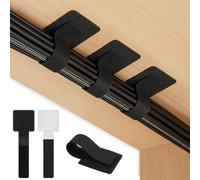 SWKJ Lot de 50 attaches autocollantes pour rangement de câbles sous le bureau, avec boucle en nylon réglable, organiseurs de câbles réutilisables pour la maison et le bureau (noir)