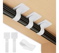 SWKJ Lot de 50 attaches autocollantes pour rangement de câbles sous le bureau, avec boucle en nylon réglable, organiseurs de câbles réutilisables pour la maison et le bureau (blanc)