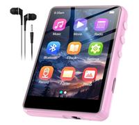 SWOFY Lecteur MP3 128 Go avec Bluetooth, écran tactile 5,3-2,4", son Hi-Fi, haut-parleur intégré, fonction d'enregistrement, radio FM, peut être étendu à 512 Go (rose)