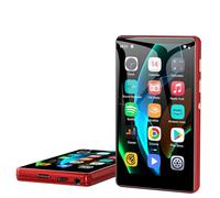 SWOFY Lecteur MP3 80 Go avec Bluetooth et WiFi, écran tactile de 4,0 pouces, lecteur MP3 MP4 portable, stéréo portable, radio FM, enregistreur, livre électronique et navigateur (noir) (rouge)