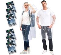 SWOGAA Disposable Rain Ponchos for Adults (6 Pack) - 50% Extra Thicker Men or Women Waterproof Emergency Rain Ponchos with Hood - Lightweight Universal Design