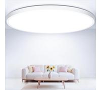 Swoieltr Ø50CM Plafonnier LED 6500K Blanc Froid, 48W 4800LM Lampe Plafond Rond Ultra-Grand Ultra-Fin Eclairage LED Plafonnier IP44 Étanche Ceiling Lighting pour Salon, Cuisine, Salle de Bain, Bureau
