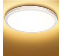Swoieltr Plafonnier Led, Ø22CM 3000K Lampe Plafond 18W 1600LM Rond Lampe de Plafond IP44 Etanche Ultra-Mince Plafonnier Salle de Bain pour Salon, Chambre, Cuisine, Balcon, Couloir, Garage, Bureau