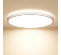 Swoieltr Plafonnier LED plat et rond, 22,3CM 18W 1600LM 4000K blanc neutre, étanche IP44, pour salle de bain, cuisine, couloir, chambre à coucher