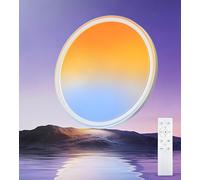 Swoieltr Plafonnier LED RGBIC Sky-Scene, 48W 4800LM 68 LEDs Dimmable 33 Modes avec 3 Températures de Lumière Naturelle, Changement de Couleur RGB et Scènes Lumineuses Célestes, Ø30cm