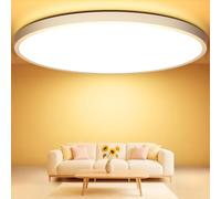 Swoieltr Plafonnier LED Rond 50cm, 48W 4800LM Lampe Chambre Plafond Très Grand Ultra-Fin 3000K Plafonnier LED Blanc Chaud IP44 Étanche Lumiere Balcon pour Salon, Cuisine, Salle de Bain, Bureau, Garage