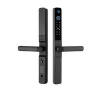 Swokely Serrure de porte intelligente avec empreinte digitale, sonnette et caméra, serrure d'entrée sans vec poignée, serrure biométrique pour porte