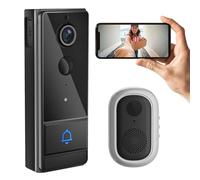 Swokely Sonnette de porte vidéo Smart WiFi - Intercom vidéo sans fil avec réveil PIR - 1280 x 720 - Vision nocturne - Deux possibilités audio IP65 - Étanche pour la sécurité domestique