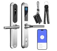 Swokely TY Serrure intelligente WiFi avec caméra d'entrée sans clé, poignée de serrure de porte étanche en acier inoxydable à bords étroits, serrure de porte biométrique, application 5 méthodes de