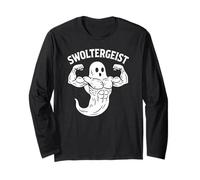 Swoltergeist Buff Swole Ghost Flexing Funny Gym Humour Pun Manche Longue