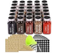 SWOMMOLY Lot complet de 30 pots à épices en verre avec 703 étiquettes à épices, marqueur à craie et entonnoir 30 bocaux carrés en verre 177 ml avec couvercle hermétique, couvercle verseur/tamis