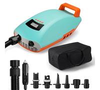 Swonder Seawolf Pompe à air haute pression 20 PSI Gonfleur 30 % plus rapide avec arrêt intelligent en deux étapes et arrêt automatique pour kayaks SUP, tentes, tuyau de remorquage (cyan/mandarine)
