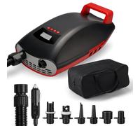 Swonder Pompe SUP Seawolf 20 PSI Pompe à air haute pression Gonfleur 30 % plus rapide avec arrêt intelligent à deux niveaux et automatique pour kayaks, tentes, tuyau de remorquage (noir/rouge)