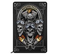 Swono Plaque en métal vintage en forme de tête de mort pour homme, femme, décoration murale pour bars, restaurants, cafés, pubs, 30,5 x 20,3 cm