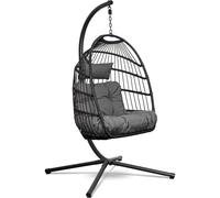 Swoods Fauteuil suspendu avec support - Fauteuil suspendu Outdoor - Intérieur et extérieur - Chaise suspendue avec Grands coussins - Fauteuil rat pliable - jusqu'à 150 kg