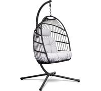 Swoods Fauteuil suspendu avec support - Fauteuil suspendu Outdoor - Intérieur et extérieur - Chaise suspendue avec Grands coussins - Fauteuil rat pliable - jusqu'à 150 kg
