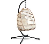 Swoods Fauteuil suspendu avec support – Fauteuil suspendu Outdoor – Intérieur et extérieur – Chaise suspendue avec Grands coussins – Fauteuil rat plia
