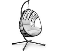 Swoods Fauteuil Suspendu Egg XXL - Chaise Suspendue avec Support - pour Intérieur et Extérieur - INCL. Oreillers - Chaise Egg - Cocoon - Chaise Oeuf - Jusqu'à 150kg (Gris Clair)