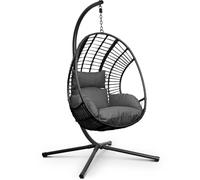 Swoods Fauteuil Suspendu Egg XXL - Chaise Suspendue avec Support - pour Intérieur et Extérieur - INCL. Oreillers - Chaise Egg - Cocoon - Chaise Oeuf - Jusqu'à 150kg (Gris foncé)