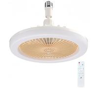 Swoolfe Ventilateur Plafond Avec Lumiere Et Telecommande, LED Ventilateur Silencieux, Douille E27 Ventilateur Dimmable Plafonnier Avec 30W Lampe Intégrée, 5 Pales, 3 Vitesses, Timing (Jaune)