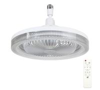 Swoolfe Ventilateur Plafond Avec Lumiere Et Telecommande, LED Ventilateur Silencieux, Douille E27 Ventilateur Dimmable Plafonnier Avec 30W Lampe Intégrée, 5 Pales, 3 Vitesses, Timing