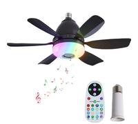 Swoolfe Ventilateur Plafond Avec Lumiere,LED Dimmable Changement De Couleur,RGB Ventilateurs De Plafond Avec Lampe Intégrée, Ø47CM Lustre Ventilateur, Enceinte Plafond Bluetooth,3 Vitesses (Noir)