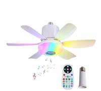 Swoolfe Ventilateur Plafond Avec Lumiere,LED Dimmable Changement De Couleur,RGB Ventilateurs De Plafond Avec Lampe Intégrée, Ø47CM Lustre Ventilateur, Enceinte Plafond Bluetooth,3 Vitesses (Blanc)
