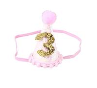 SWOOMEY 1 Pièce Chapeau D'anniversaire Chapeau Avec Oreilles Bébé D'abord Chapeaux De Fête D'anniversaire Chapeau Numéroté Bébés Né Chapeau D'enfant En Âge Filles Brillant Para 3e Rose