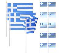 SWOOMEY 100 Pièces Drapeaux à Main Bâtons Drapeaux Grecs Mini Bleu Polyester Pvc Légers et Couleurs Vives pour Fêtes et Activités Scolaires