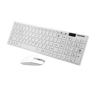 SWOOMEY 2.4G Clavier sans Fil Ultra Fin avec Souris et Couverture de Clavier Élégant et Portable pour Ordinateur Tablette et Téléphone Blanc sans Batterie